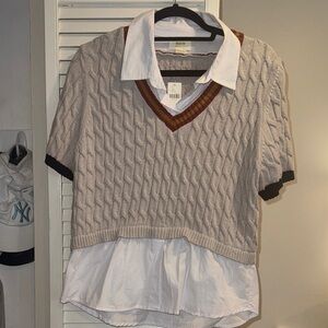 Anthropologie Maeve Beige Cable Knit Vest